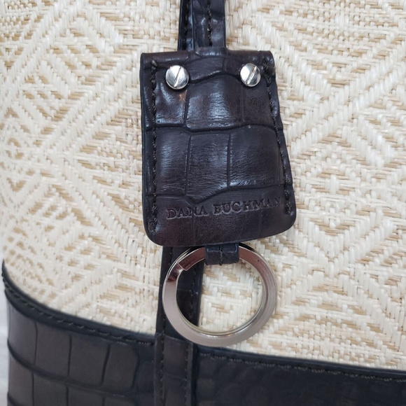 Dana Buchman Womens Leather & Straw Tote Bag - Picture 3 of 8